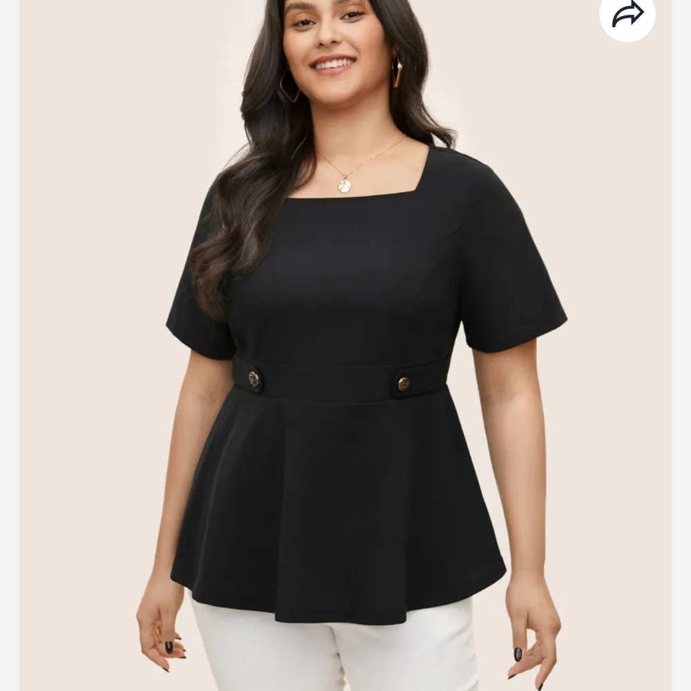 BloomChic Plus Size XL Square Neck Waist Tab Gathered Blouse us14-16